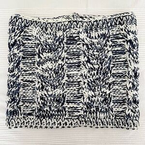 Gap Women's Tube Scarf Snood Chunky Cable Knit Blue White Ski Winter Neck Gaitor
